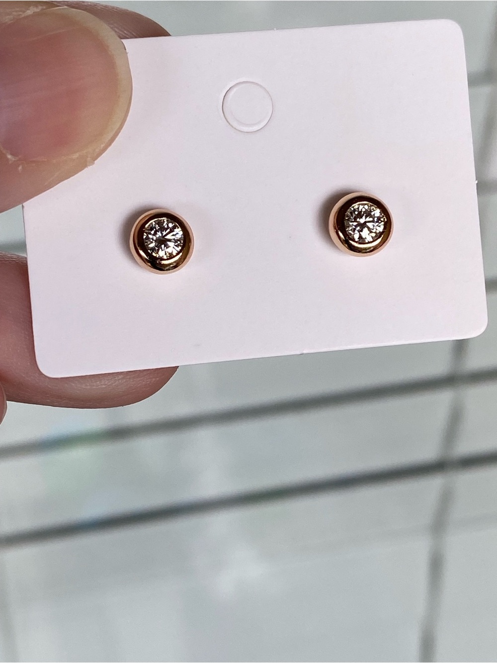 Bezel Set Moissanite Earring Studs S925 Rose Gold Plated Silver